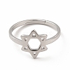 Non-Tarnish 304 Stainless Steel Star of David Adjustable Ring for Women RJEW-B027-13P-2