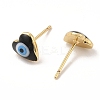 Enamel Heart with Evil Eye Stud Earrings EJEW-E274-02G-09-2