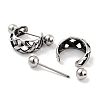 Hollow Cross 316 Surgical Stainless Steel Shield Barbell Hoop Earrings EJEW-Z050-55AS-2