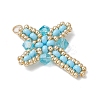 Glass Seed Beaded Cross Pendants PALLOY-MZ00826-06-3