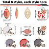 32Pcs 8 Styles Rugby Themed Alloy Enamel Pendants Sets ENAM-SC0005-15-2