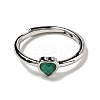 Heart Natural Dyed & Heated Green Onyx Agate Adjustable Rings RJEW-Q818-02P-04-3
