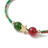 Christmas 8mm Round Dyed Natural Malaysia Jade & Natural Carnelian & Glass Seed Beads Braided Bead Bracelets BJEW-MZ00070-01-4