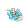 7Pcs 7 Colors Electroplate AB Color Transparent Glass Faceted Rondelle & Brass Round Beaded Flower Connector Charms PALLOY-JF03466-4