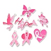 14Pcs 7 Styles Breast Cancer Pink Awareness Ribbon Theme Alloy Enamel Pendants ENAM-FP0002-54-1