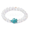 3Pcs Beach Dolphin & Turtle & Starfish Dyed Synthetic Turquoise Bead Bracelets BJEW-JB10252-3