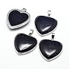 Heart Platinum Plated Brass Natural & Synthetic Mixed Stone Pendants G-F228-10-RS-2