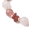Natural Strawberry Quartz & Madagascar Rose Quartz & Red Jasper Beads Stretch Bracelets for Women BJEW-JB13187-3