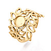 Leaf 304 Stainless Steel Cuff Ring Components X-STAS-T066-27G-1