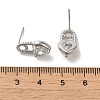 Heart Brass Micro Pave Cubic Zirconia Stud Earrings EJEW-H128-01P-3