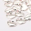 Wedding Theme Antique Silver Tone Tibetan Style Heart with Bridesmaid Rhinestone Charms TIBEP-N005-04D-2
