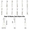 48Pcs 12 Styles Tibetan Style Alloy Rectangle Pendants TIBEP-SC0001-75AS-2