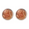 Flat Round with Mixed Gemstone Chip Beads Stud Earrings for Girl Women EJEW-JE04669-5