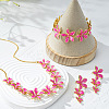 Flower Brass Enamel Pendant Necklace & Stud Dangle Earring & Link Bracelet FS-WG6CF2D-01-2