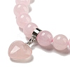 8.5mm Round Natural Rose Quartz Beaded Stretch Bracelets BJEW-C074-01L-3