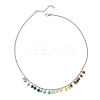 Natural & Synthetic Mixed Gemstone Round Charms Bib Necklace with 304 Stainless Steel Chains NJEW-TA00088-2