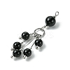 Natural Black Onyx(Dyed & Heated) Round Tassel Big Pendants PALLOY-JF03281-02-3