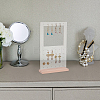 Transparent Acrylic Vertical Earring Display Stands with Wooden Base EDIS-WH0021-48A-4