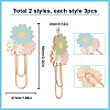 6Pcs 2 Colors Daisy Zinc Alloy Enamel Paper Clips AJEW-SC0002-83-2