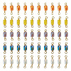 50Pcs 5 Colors Electroplate Glass Faceted Rectangle Connector Charms KK-TA0003-31-1