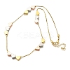 Brass Triple Color Heart Beaded Box Chain Necklaces NJEW-H057-01-4