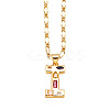 Brass Pave Colorful Cubic Zirconia Initial Pendant Necklaces FS-WG26597-09-1