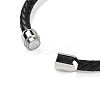 Natural Lapis Lazuli Round Bead Braided Leather Cord Bracelets for Men Women BJEW-A009-11P-03-4