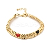 Brass Enamel Heart Links Bracelets for Women BJEW-B125-07G-4