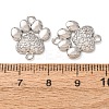 Brass Micro Pave Clear Cubic Zirconia Paw Print Links Connector Charms CU-CBA2907-09P-3