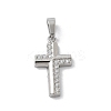 304 Stainless Steel Micro Pave Cubic Zirconia Pendants STAS-Z107-08P-06-1