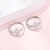 Cross 925 Sterling Silver Micro Pave Clear Cubic Zirconia Hoop Earrings EJEW-K317-06P-1