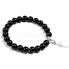 Cross Bracelet Men's European and American Fashion Personality Black Bracelet Ethnic Style Jewelry Lava Stone XK5170-9-1