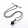 Natural Obsidian Cone Pendant Necklace NJEW-Q313-001D-2