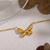 304 Stainless Steel Bowknot Pendant Paperclip Chain Necklaces for Women WQ2768-3