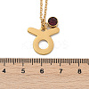 304 Stainless Steel Glass Drill Birth Stone Constellation Pendant Necklaces LS-STAS-D305-08G-B-2