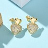 Brass Micro Pave Clear Cubic Zirconia Stud Earrings for Women LS-EJEW-U034-01G-01-2