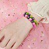Green Yellow Natural Yellow Jade Round Beaded Stretch Bracelet BJEW-SW00077-06-5