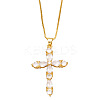 Colorful Zircon Cross Necklace Hip Hop Fashion Diamond Sweater Chain NKB266 ST8585935-1
