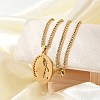 201 Stainless Steel Virgin Mary Pendant Wheat Chain Necklaces for Men NJEW-S387-09G-05-1