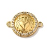Rack Plating Brass Micro Pave Clear Cubic Zirconia Connector Charms KK-K345-16G-1