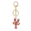 Lobster Shape Alloy Enamel & Rhinestone Pendant Keychain LS-KEYC-P022-01G-2