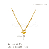 Minimalist Imitation Pearl Rice Pendant Stainless Steel PaPerclip Chain Necklaces for Everyday Women's Wear LS-OX8079-2-3