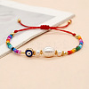 Bohemian Style Glass & Brass & Plastic Imitation Pearl Beads Braided Bead Bracelets for Women UR4217-1-2