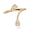 Teardrop Rack Plating Brass Micro Pave Cubic Zirconia Open Cuff Rings for Women RJEW-M022-33G-2