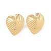 Stripe Heart 304 Stainless Steel Stud Earrings for Women EJEW-K278-26G-1