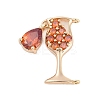 Brass Cubic Zirconia with Glass Pendants KK-Q026-24G-1
