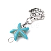 Starfish/Sea Stars Dyed Synthetic Turquoise & Alloy Shell Shape Pendants PALLOY-JF03957-01-2