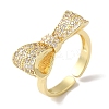 Bowknot Brass Micro Pave Clear Cubic Zirconia Open Cuff Rings for Women LS-RJEW-C098-21G-1