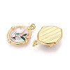 304 Stainless Steel Pave Crystal Rhinestone and Handmade Porcelain Pendants STAS-T069-80-2