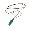 Natural Green Aventurine Nugget Pendant Necklace with Waxed Cord for Women NJEW-F306-01A-2